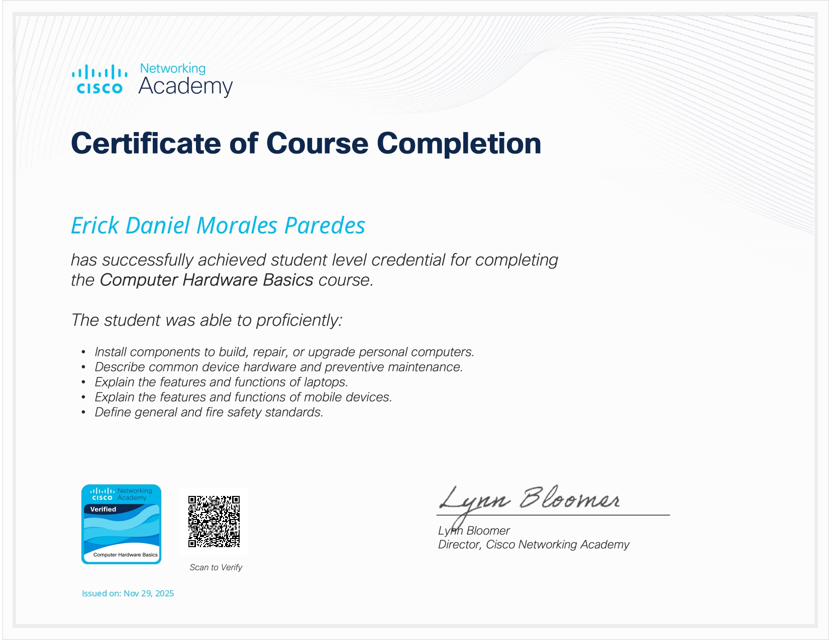 Certificado Cisco Computer Hardware Basics